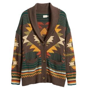 FAHERTY B.Yellowtail Woodland Organic Cotton Cardigan in Eagle Peak Size XS